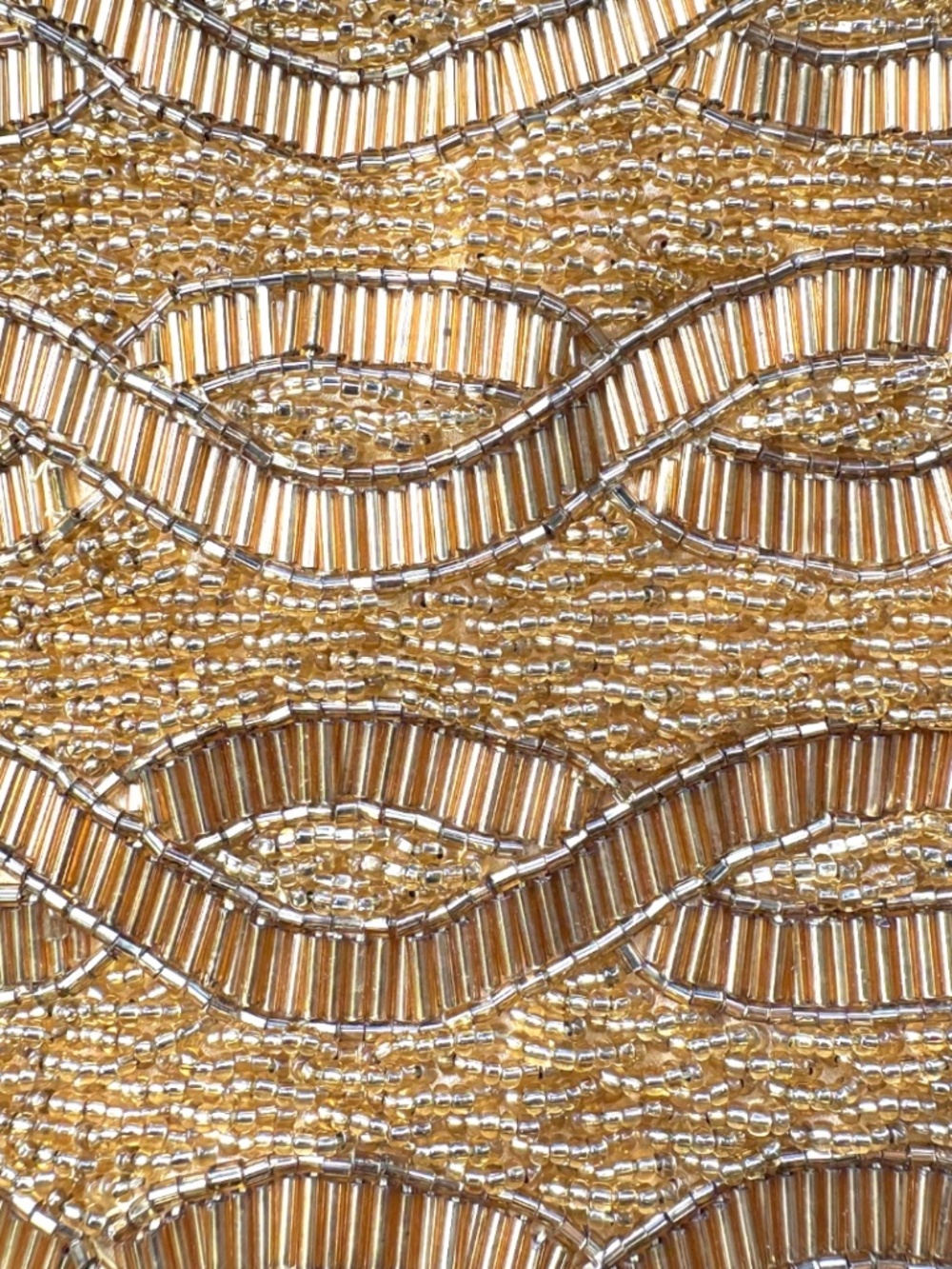 DuVal Vintage Beaded Evening Bag Gold Wave Pattern Elegant Cluch Purse Small - Picture 3 of 5